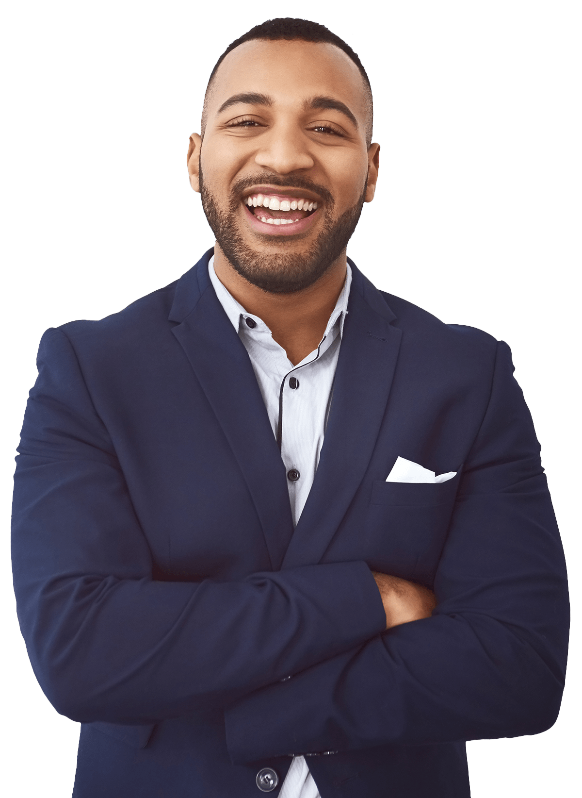 ifgp_man Man in blue suit jacket smiling with his arms crossed