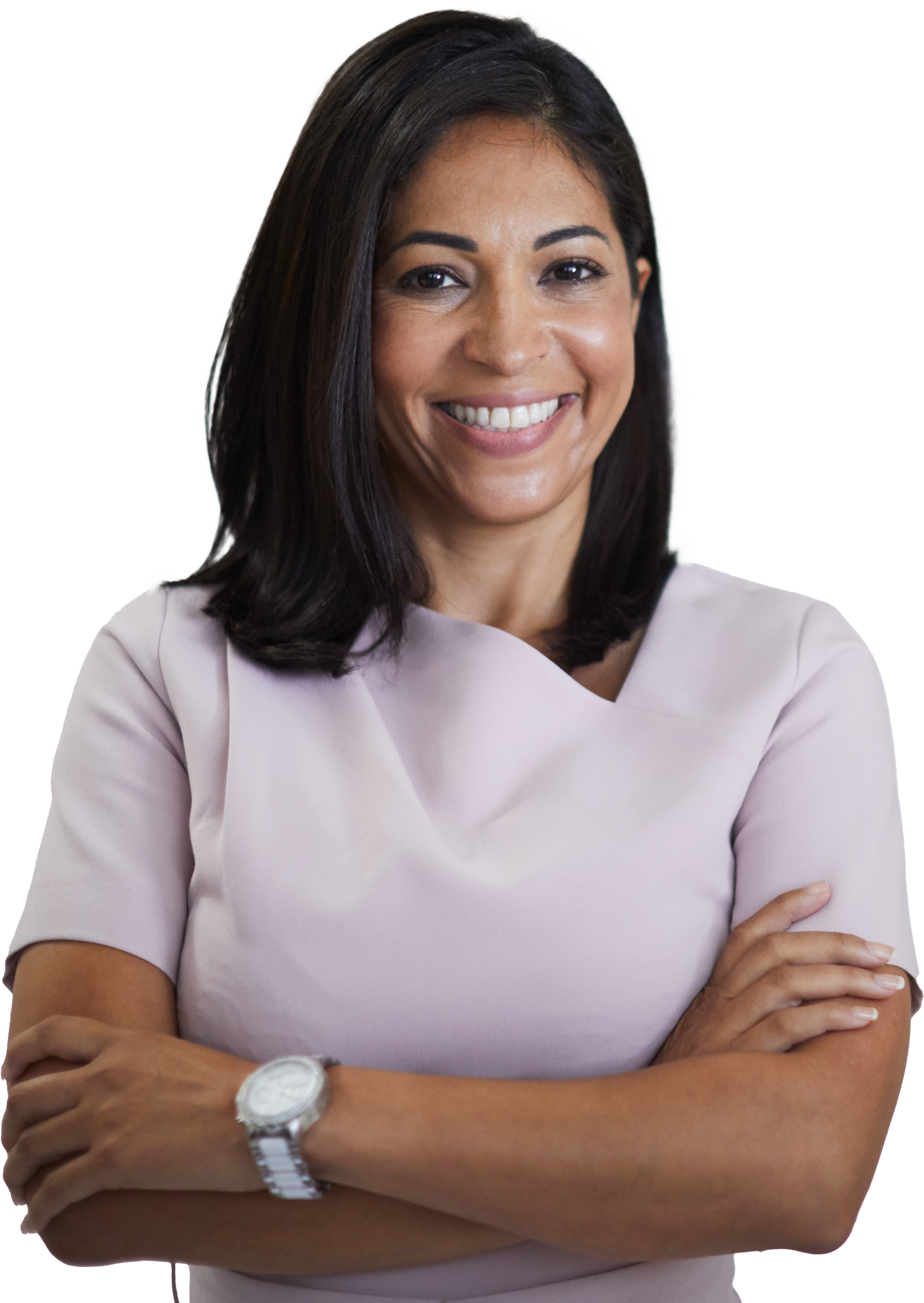 Woman smiling with her arms crossed
