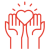 Relationship_Red Red doodle of two hands holding a heart