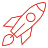 Red doodle of a rocket ship